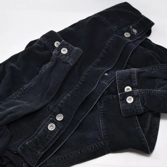 Canyon River Blues Corduroy Jacket Men Large Button Up Black Casual Cozy Outdoor - Picture 12 of 12